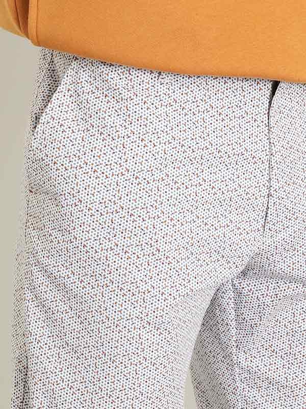 Indian Terrain Men's Slim Fit Printed White Shorts